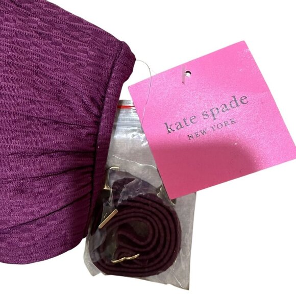 Kate Spade Size M Cabernet Ring Bandeau Textured Solids Bikini Top NWT - Picture 7 of 9